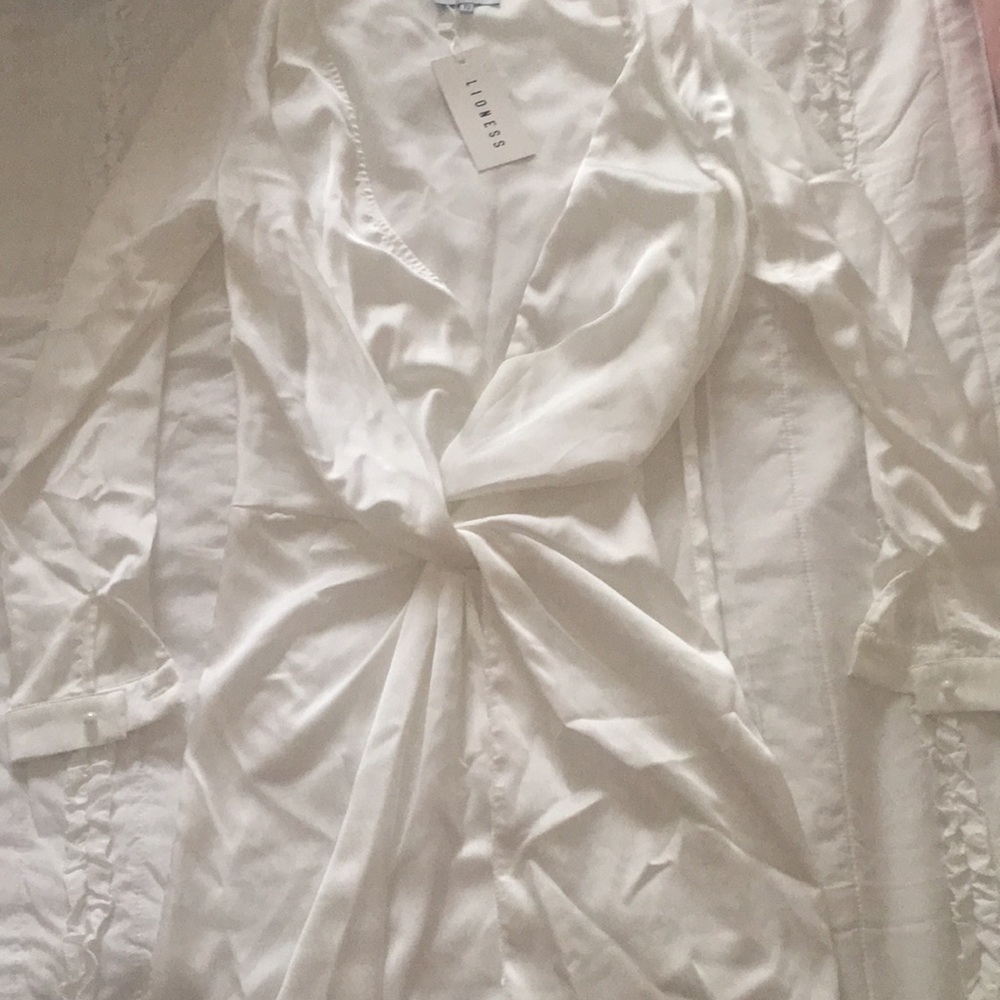 Fun silky white wrap dress